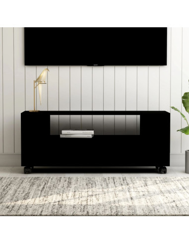 Mobile Porta TV Nero 120x35x48 cm in Legno Multistrato