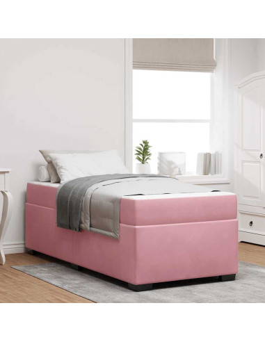 Struttura del letto con materasso Rosa 80 x 200 cm Tessuto