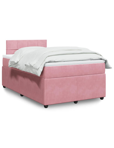 Giroletto a Molle con Materasso Rosa 120x190 cm in Velluto