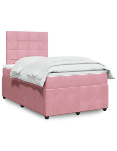 Giroletto a Molle con Materasso Rosa 120x190 cm in Velluto