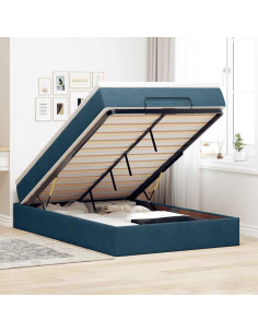 Pouf Letto con Materasso Blu Scuro 120x190 cm Velluto