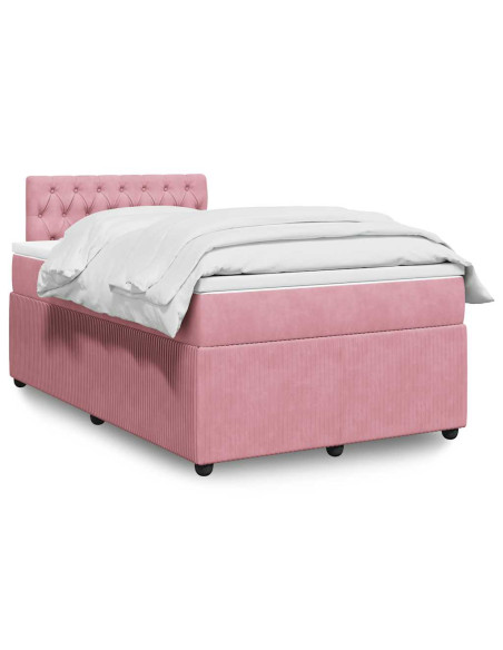 Giroletto a Molle con Materasso Rosa 120x190 cm in Velluto