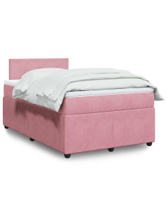 Giroletto a Molle con Materasso Rosa 120x190 cm in Velluto