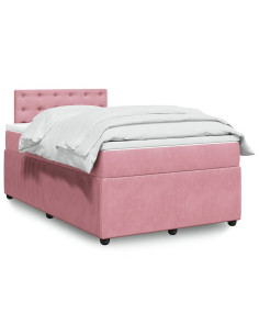 Giroletto a Molle con Materasso Rosa 120x190 cm in Velluto