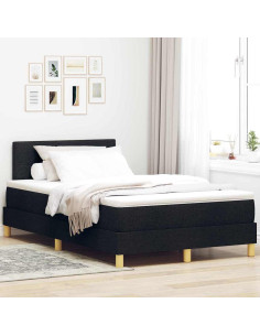 Letto a Sorgente LED con materasso Nero 120 x 190 cm Tessuto