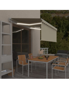 Tenda Automatica con Parasole LED e Sensore Vento 3x2,5m Crema