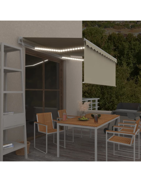 Tenda Automatica con Parasole LED e Sensore Vento 3x2,5m Crema