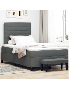 Letto a molle con materasso Grigio scuro 120 x 190 cm Tessuto
