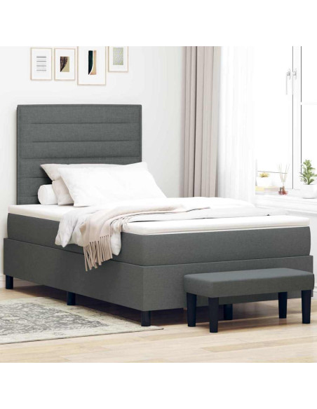 Letto a molle con materasso Grigio scuro 120 x 190 cm Tessuto