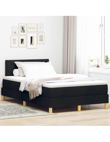 Letto a molle con materasso Nero 120 x 190 cm Tessuto