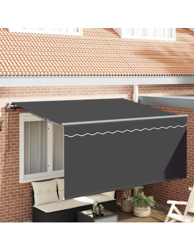 Tenda Retrattile Rigato Antracite 300 x 200 cm Tessuto