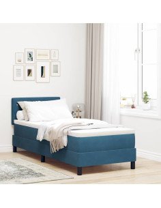 Letto a molle con materasso Blu Scuro 80 x 200 cm Velluto