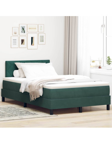 Letto a molle con materasso Verde Scuro 120 x 190 cm Velluto