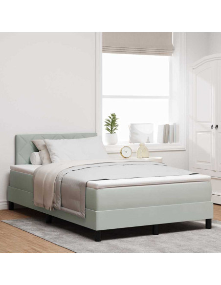 Letto a molle con materasso Grigio chiaro 120 x 200 cm Velluto