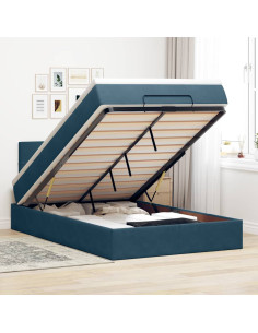 Pouf Letto con Materasso Blu Scuro 120x190 cm Velluto