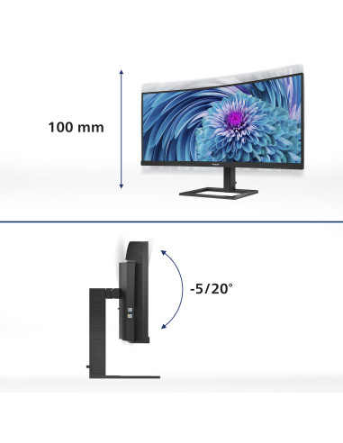 Philips E Line 346E2CUAE/00 Monitor PC 86,4 cm (34") 3440 x 1440 Pixel Wide Quad HD+ LCD Nero