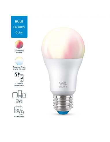 WiZ Lampadina Smart Dimmerabile Luce Bianca o Colorata Attacco E27 60W Goccia