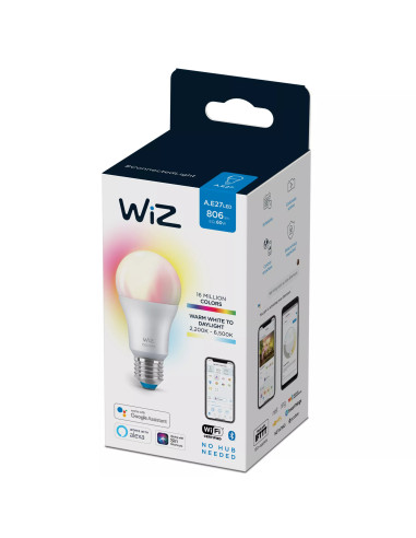 WiZ Lampadina Smart Dimmerabile Luce Bianca o Colorata Attacco E27 60W Goccia