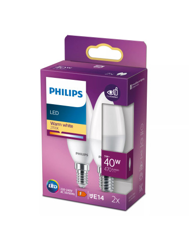 Philips Lampadina candela 40 W B35 E14 x2