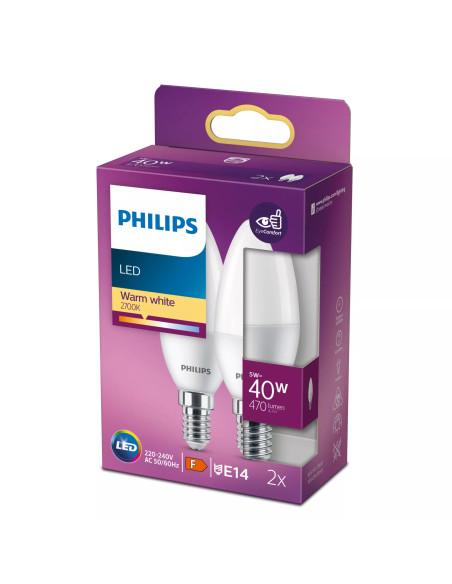 Philips Lampadina candela 40 W B35 E14 x2