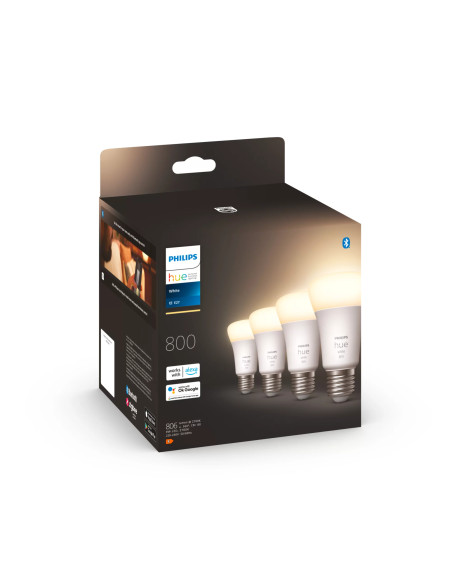 Philips Hue White 4 Lampadine Smart E27 60 W