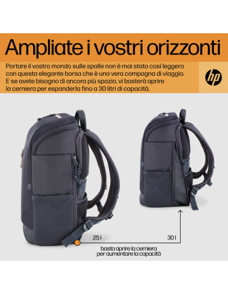 HP Zaino blu per laptop da 15,6" Travel 25 litri