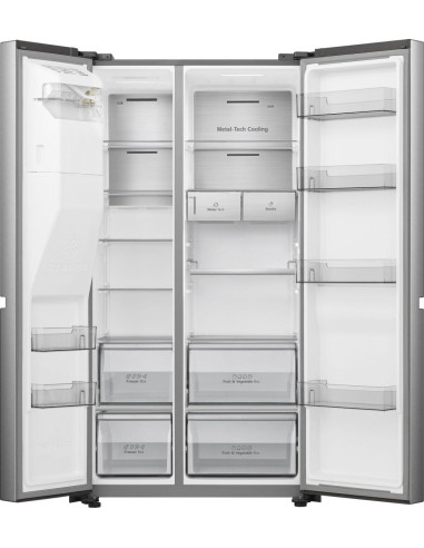 Hisense frigorifero Side By Side RS818N4TIE libera installazione 632L Classe E Dispenser acqua e ghiaccio WiFi