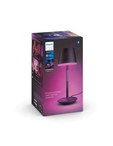 Philips Hue White and Color ambiance Go Lampada Smart da Tavolo Ricaricabile Nera Wireless