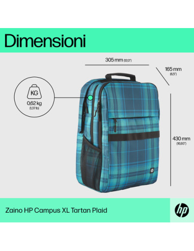 HP Zaino Campus XL Tartan Plaid