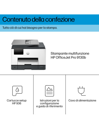 HP OfficeJet Pro 9130b Wireless All-in-One Colore Stampante, Stampa fronte/retro fotocopiatrice, scanner