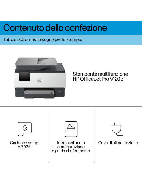 HP OfficeJet Pro 9120b Wireless All-in-One Colore Stampante, Stampa fronte/retro fotocopiatrice, scanner