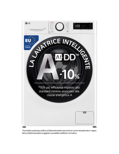 LG F4R3011NSWB Lavatrice 11kg AI DD, Classe A-10%, 1400 giri, Lavaggio a vapore