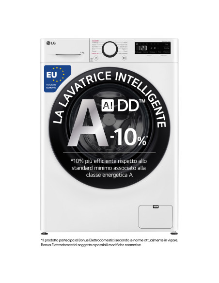 LG F4R3011NSWB Lavatrice 11kg AI DD, Classe A-10%, 1400 giri, Lavaggio a vapore