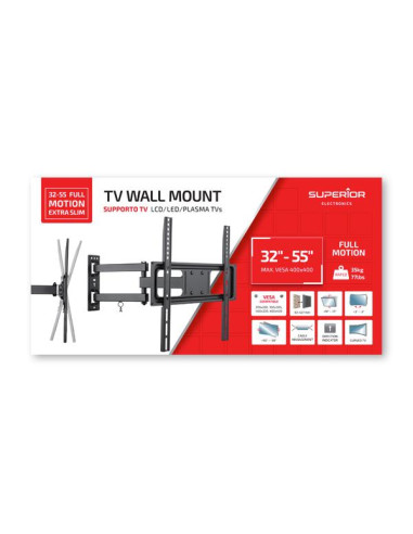 Superior Electronics 32-55 Full Motion Extra Slim 139,7 cm (55") Nero