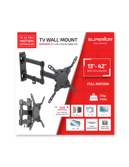 Superior Electronics 13-42 Full Motion Extra Slim 106,7 cm (42") Nero