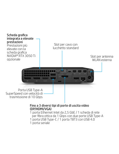 HP Elite Mini 800 G9 Intel® Core™ i5 i5-14500 16 GB DDR5-SDRAM 512 GB SSD Windows 11 Pro Mini PC Nero
