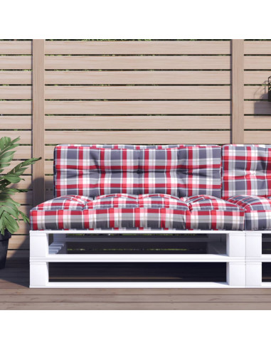 Cuscino per Pallet a Quadri Rossi 120x40x12 cm in Tessuto