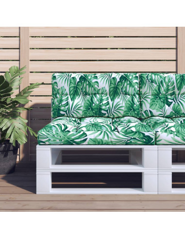 Cuscino per Pallet con Motivo a Foglie 80x40x12 cm in Tessuto