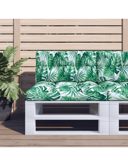 Cuscino per Pallet con Motivo a Foglie 80x40x12 cm in Tessuto