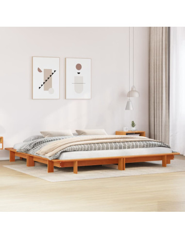 Letto senza Materasso Marrone Cera 160x200 cm in Legno di Pino
