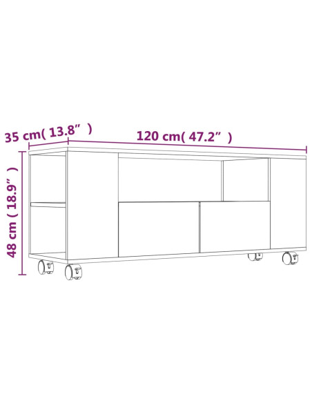 Mobile Porta TV Nero 120x35x48 cm in Legno Multistrato