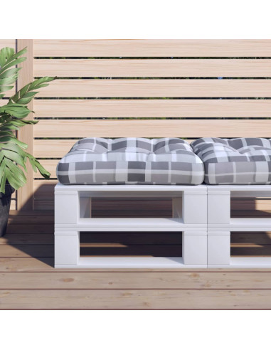 Cuscino per Pallet a Quadri Grigio 58x58x10 cm in Tessuto