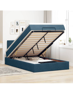 Pouf Letto con Materasso Blu Scuro 120x190 cm Velluto