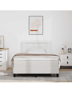 Letto a molle con materasso Bianco 120 x 200 cm Pelle sintetica