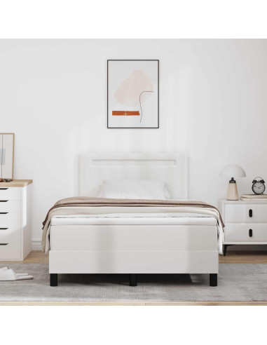 Letto a molle con materasso Bianco 120 x 200 cm Pelle sintetica