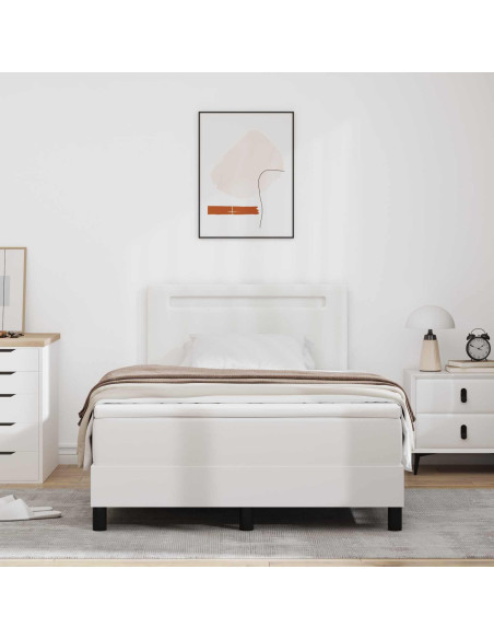 Letto a molle con materasso Bianco 120 x 200 cm Pelle sintetica