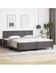 Letto a molle con materasso Grigio 200 x 200 cm Pelle sintetica