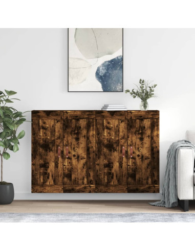 Armadietti a Parete 2 pz Rovere Fumo in Legno Multistrato