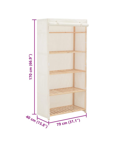 Armadio Bianco 79x40x170 cm in Tessuto