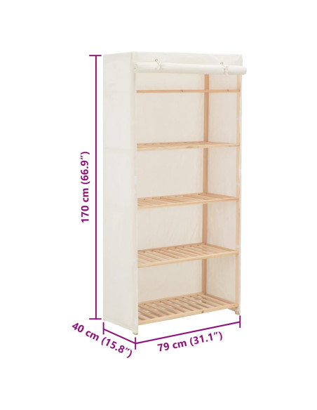 Armadio Bianco 79x40x170 cm in Tessuto
